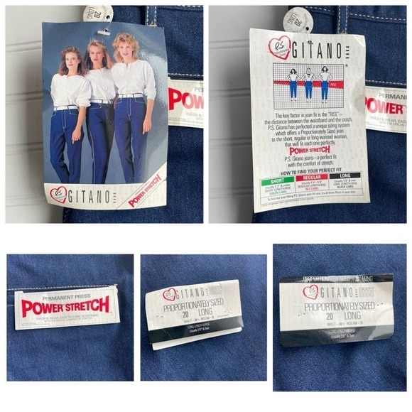 Vintage Gitano Denim Jeans Blue Size 20L Size 12 High waist 80s retro stretch - Picture 6 of 11